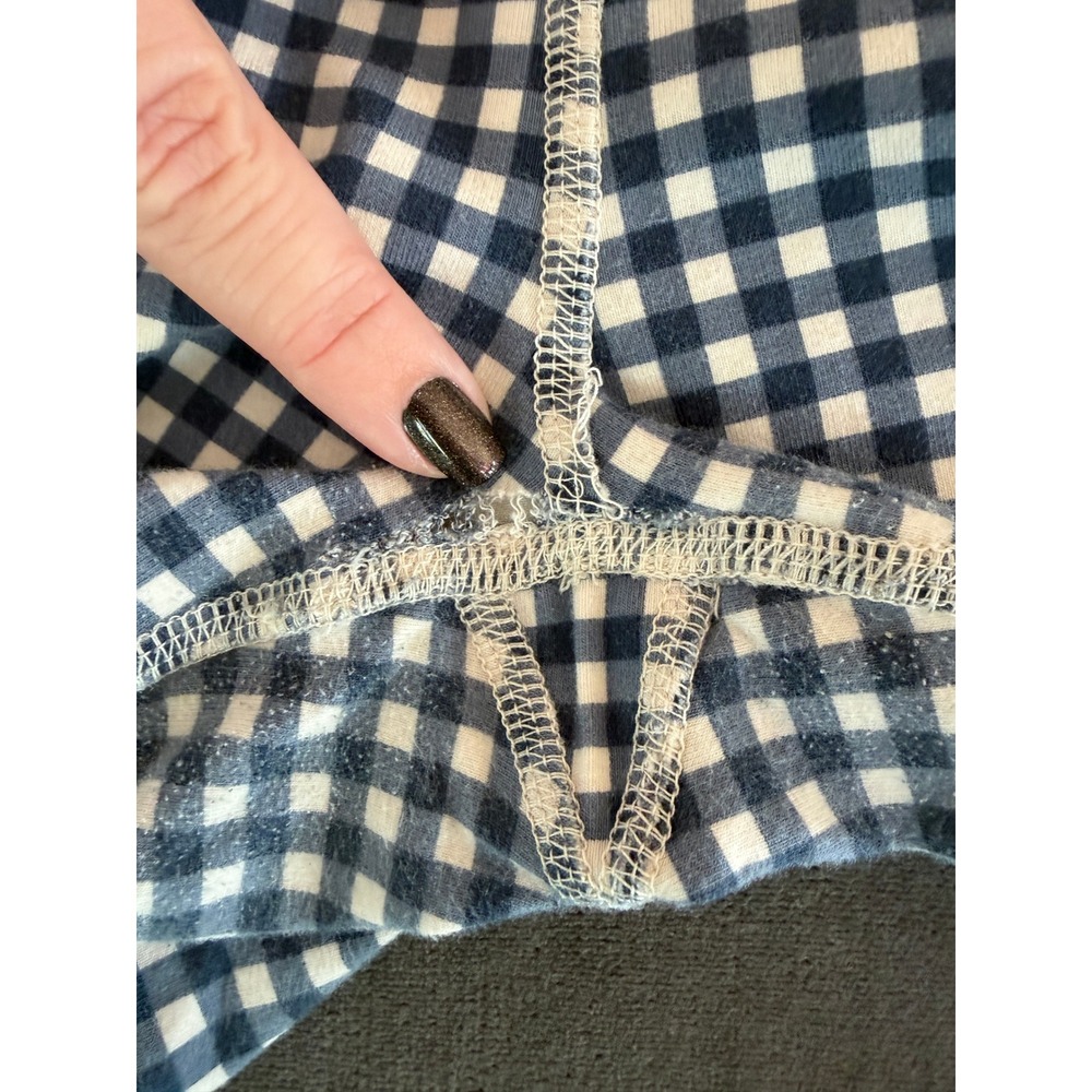 J Crew Weekend Womens Blue White Gingham Check Leggings Cotton Blend Large - Picture 7 of 8